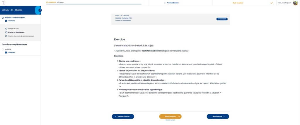 Free FIDE French sample paper showing official-style speaking prompts