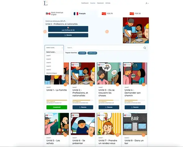My Linguistics learning platform - Course page