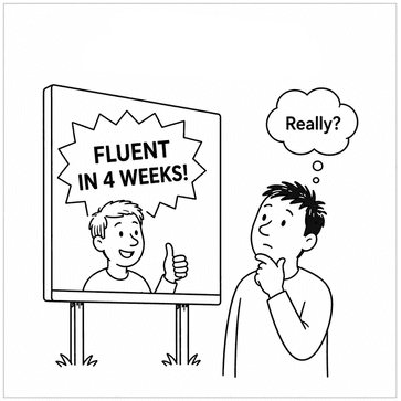 how long to be fluent in French, fluent in 4 weeks