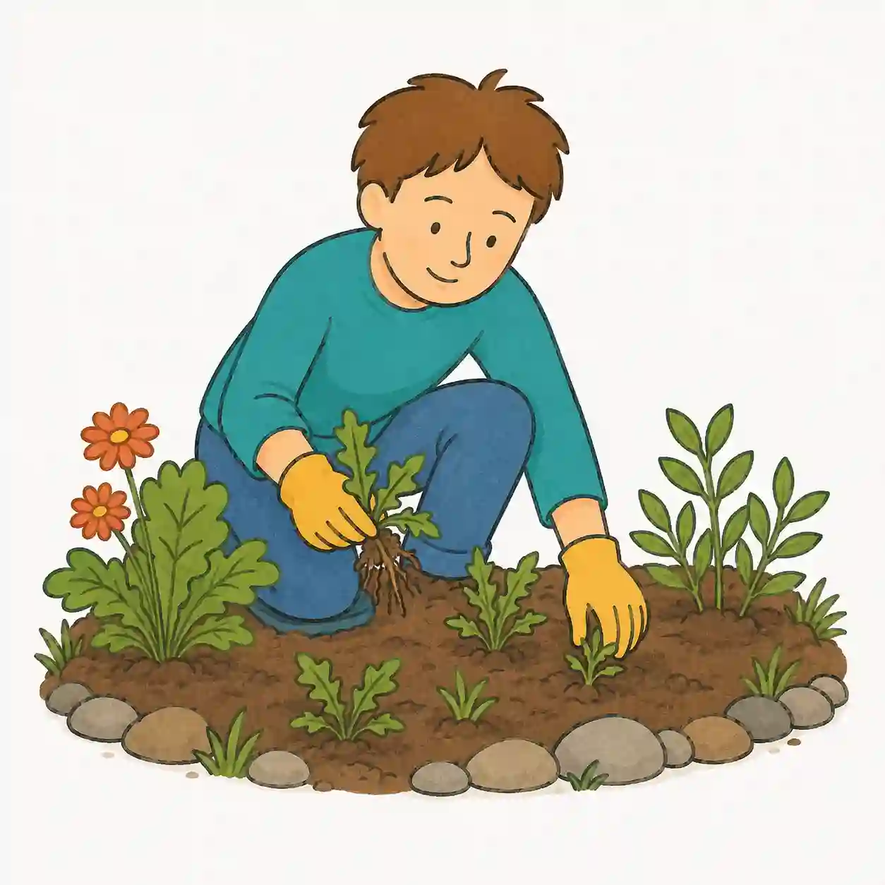 Désherber un jardin