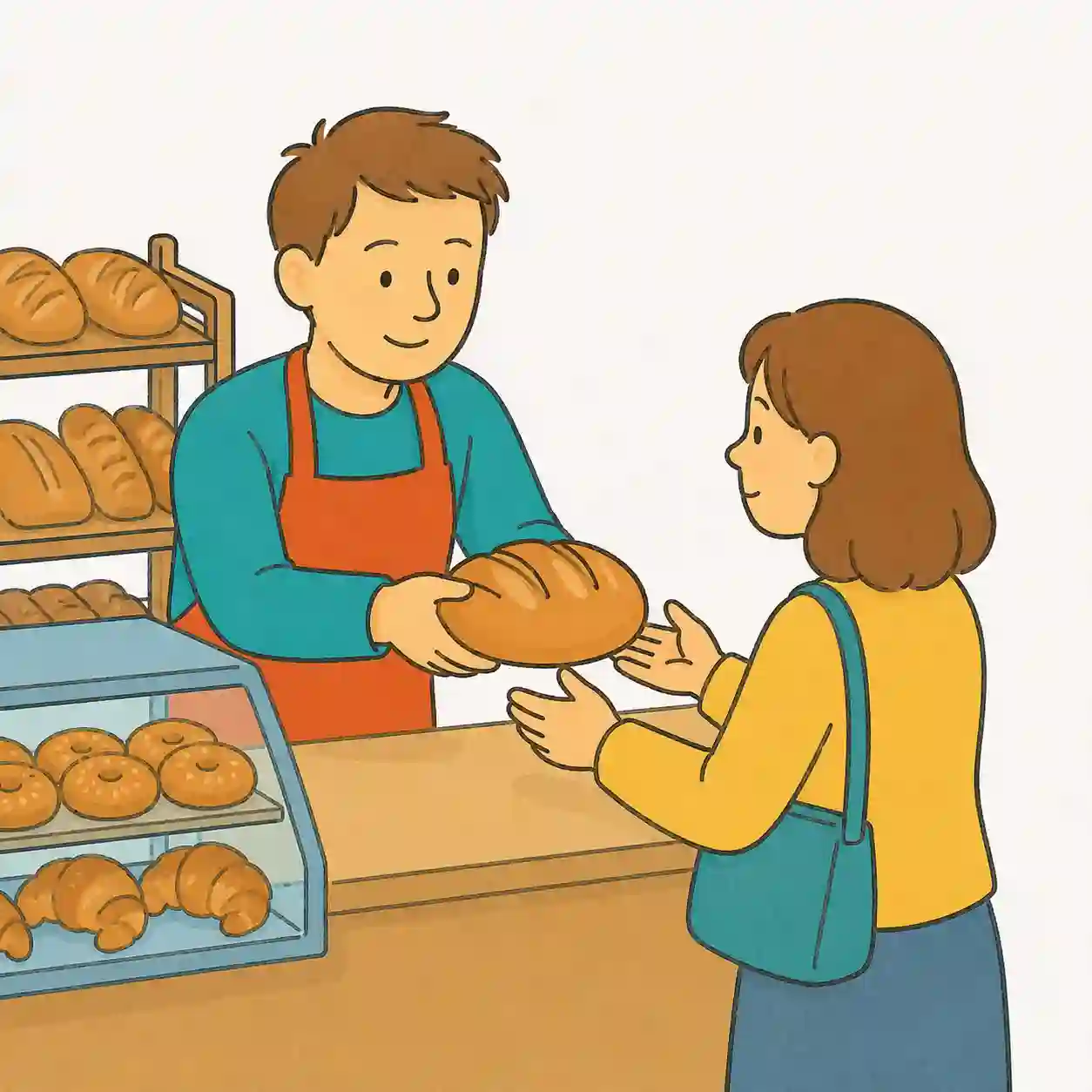 Servir des clients à la boulangerie